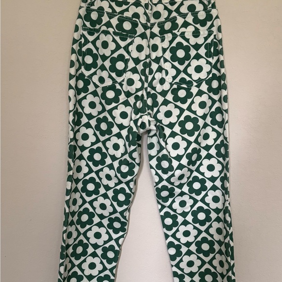 Pac Sun Green & White Retro Floral Button Fly Jeans Size 28 | - Picture 2 of 8